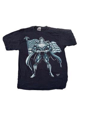 Vintage Superman Graphic Tee Black Tultex X-Large Truth Justice American Way